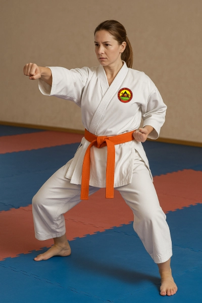Karate Frau orange