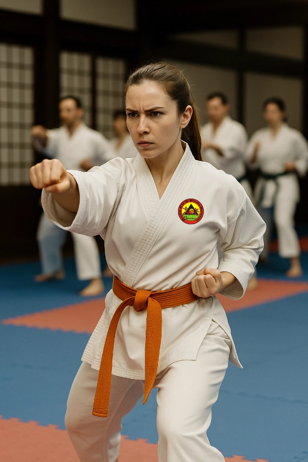 Karate Frau orange Body Fit