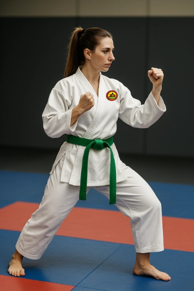 Karate Frau grün